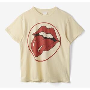 NEW MADEWORN unisex rolling stones crop tee in yellow